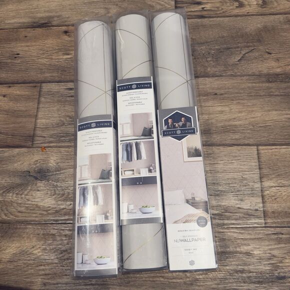 NuWallpaper Other - NEW 3 Wallpaper Self Adhesive Scott Living NuWallpaper Natural 20.5in X 18ft